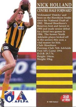 1995 Select AFL #310 Nick Holland Back